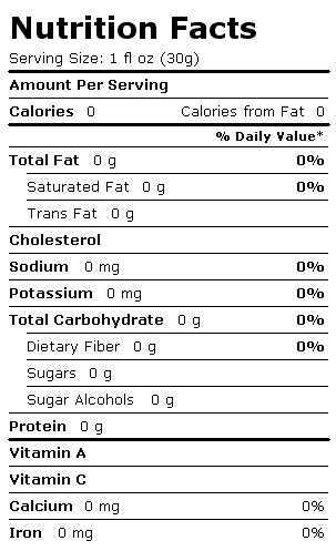 Nutrition Facts Label for Aquafina Bottled Water