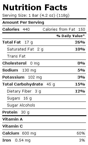 Nutrition Facts Label for Chef Jays Tri O Plex, Cinnamon Raisin