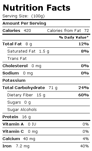 Nutrition Facts Label for Dan D Pack Cereal, Oat Bran