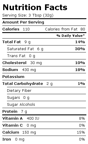Nutrition Facts Label for Athenos Blue Cheese, Crumbles
