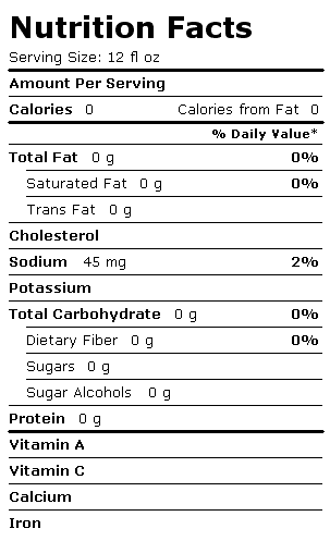 Nutrition Facts Label for 7UP Diet 7UP